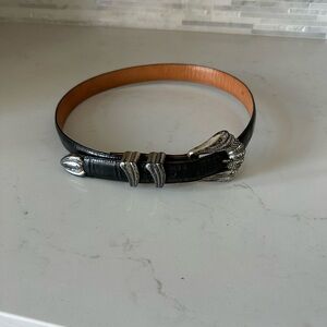 Onyx Black Belt with Silver Talon Buckle